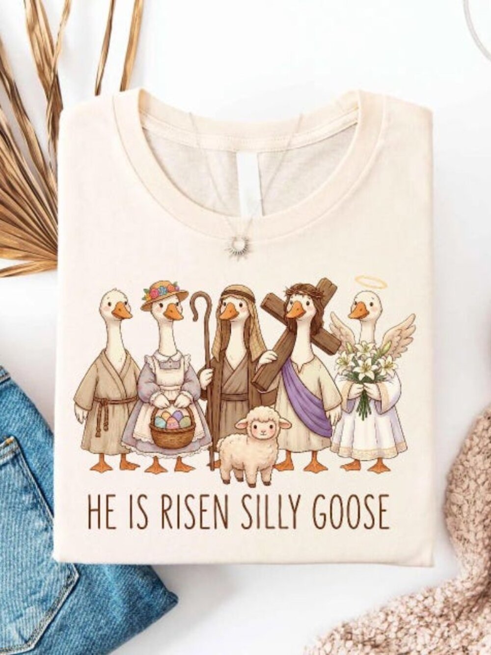 He Is Risen Silly Goose Shirt, Funny Christian Easter T-shirt